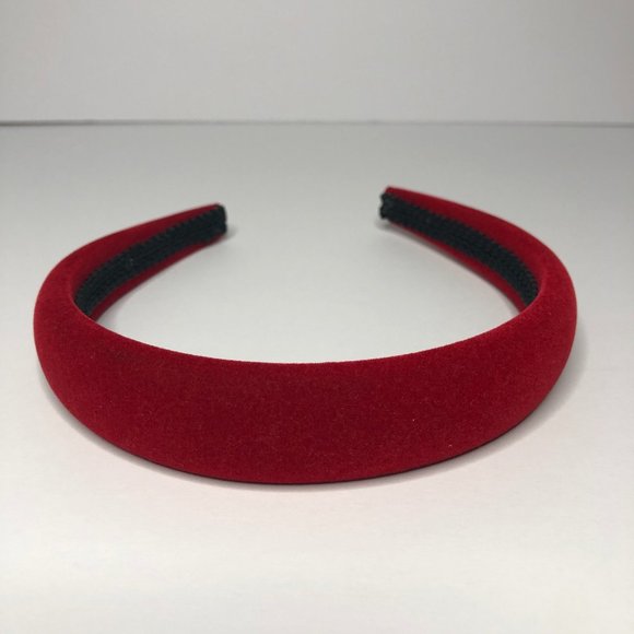 Vintage Red Velvet Head Band Retro Quiet Luxury Classic - Picture 3 of 7